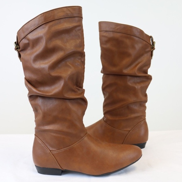 Shoes Brown Slouch Mid Calf Side Zipper Boots Womens Poshmark